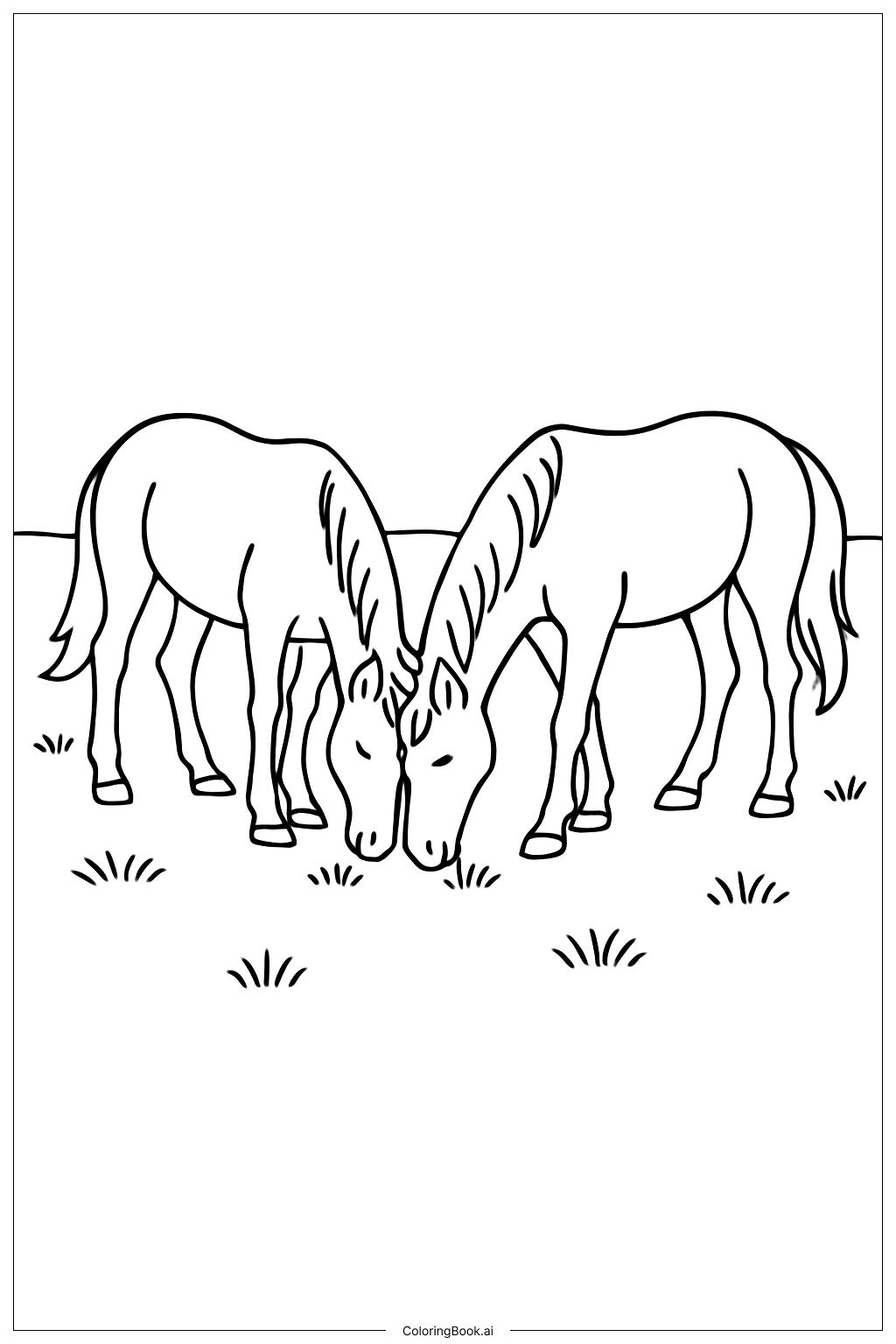  Trang tô màu Ngựa Gặm Cỏ Cùng Nhau 