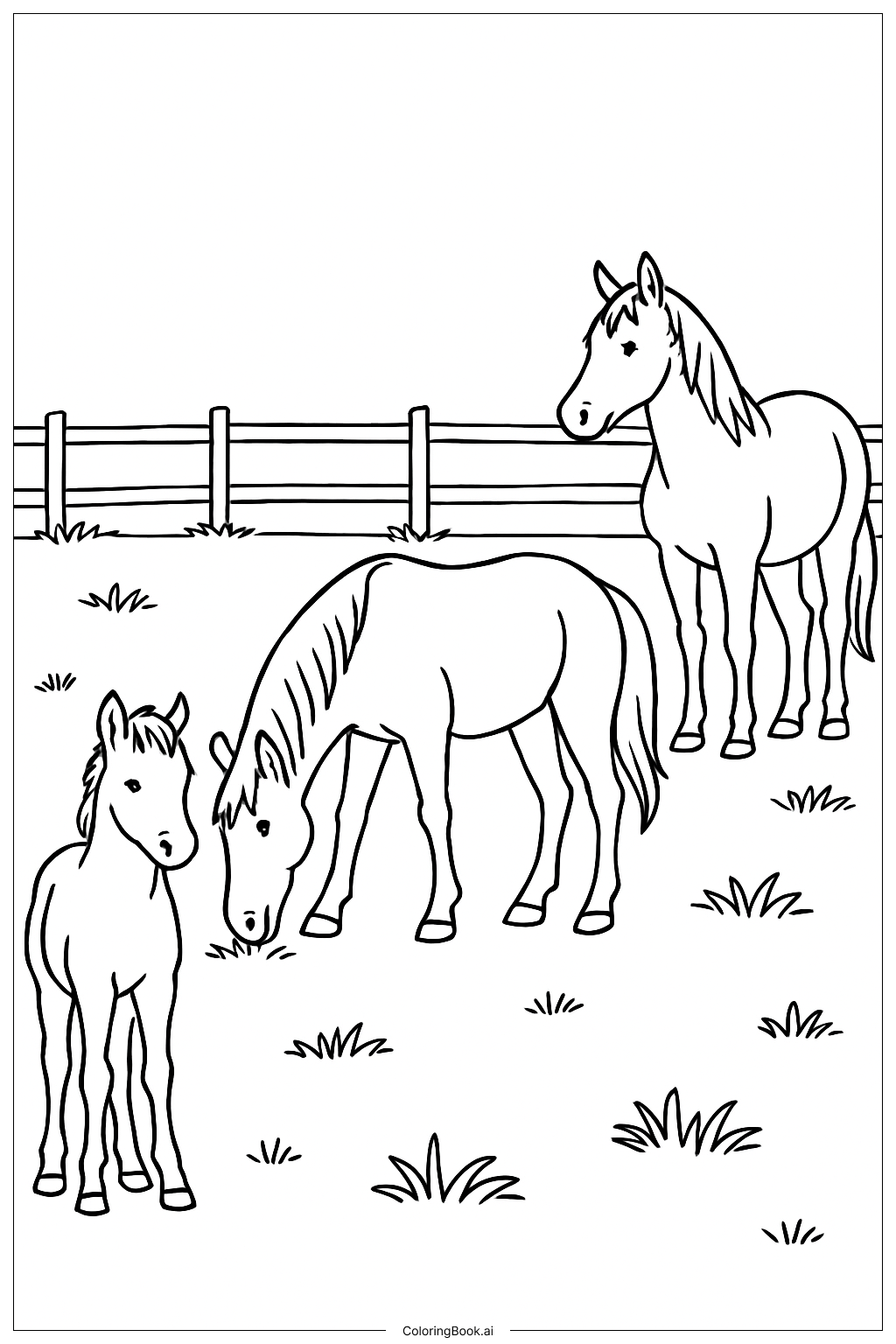  Horses In Pasture Coloring Page 