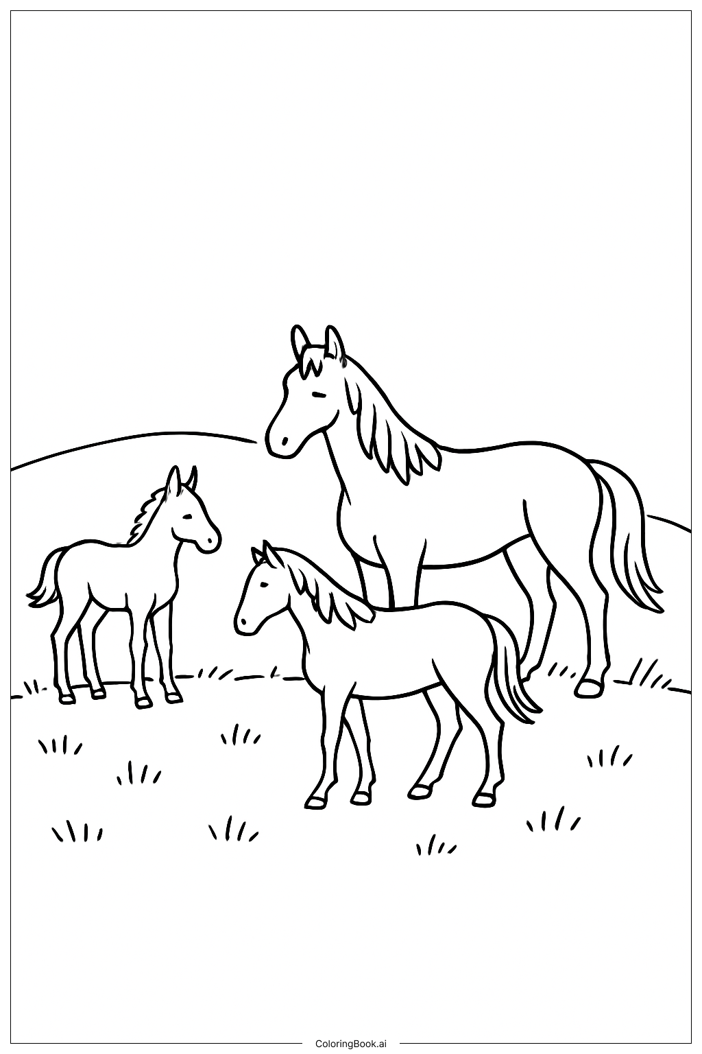  언덕 위의 말 색칠공부 페이지 