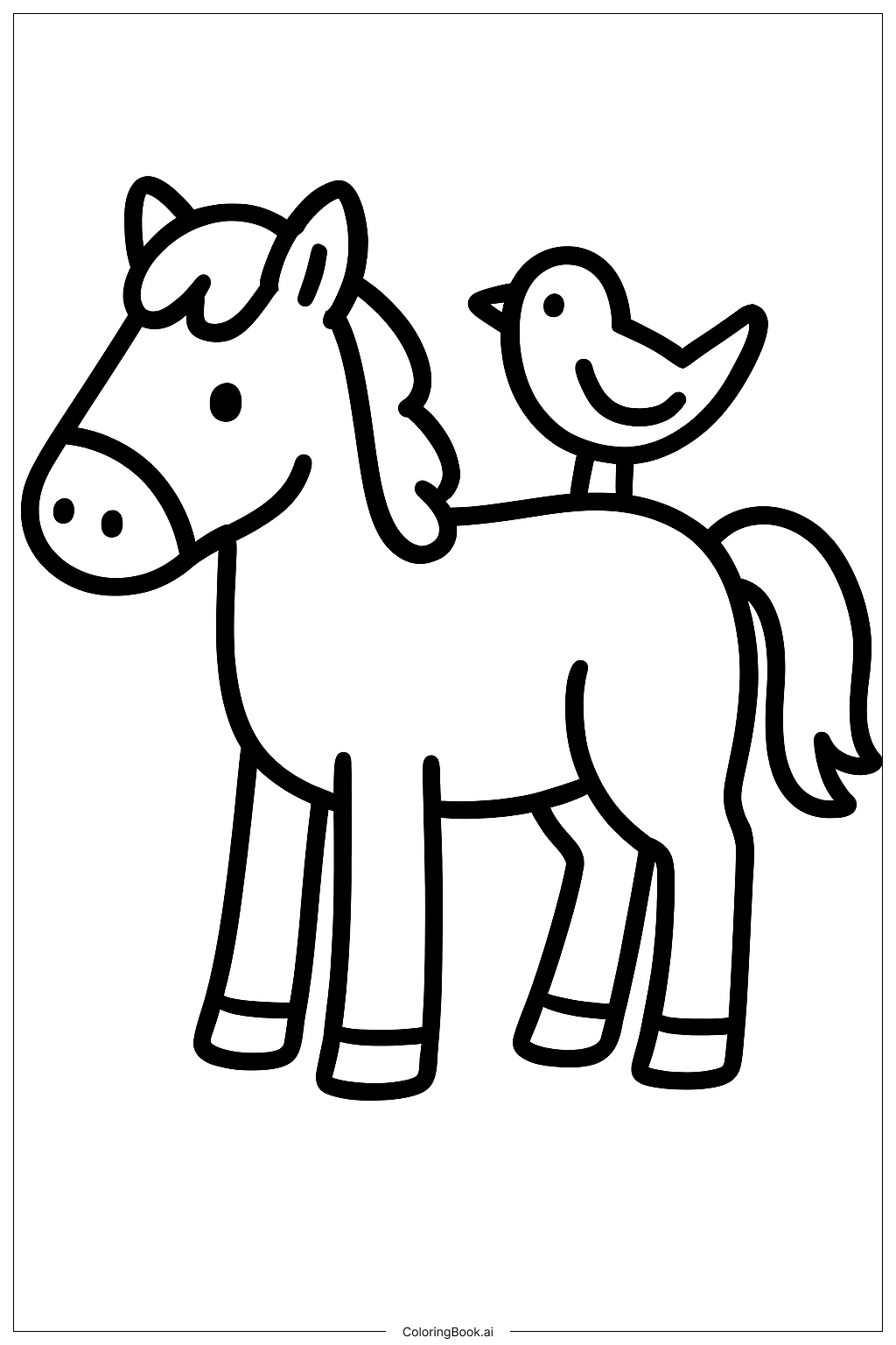  Trang tô màu Ngựa và Chim 