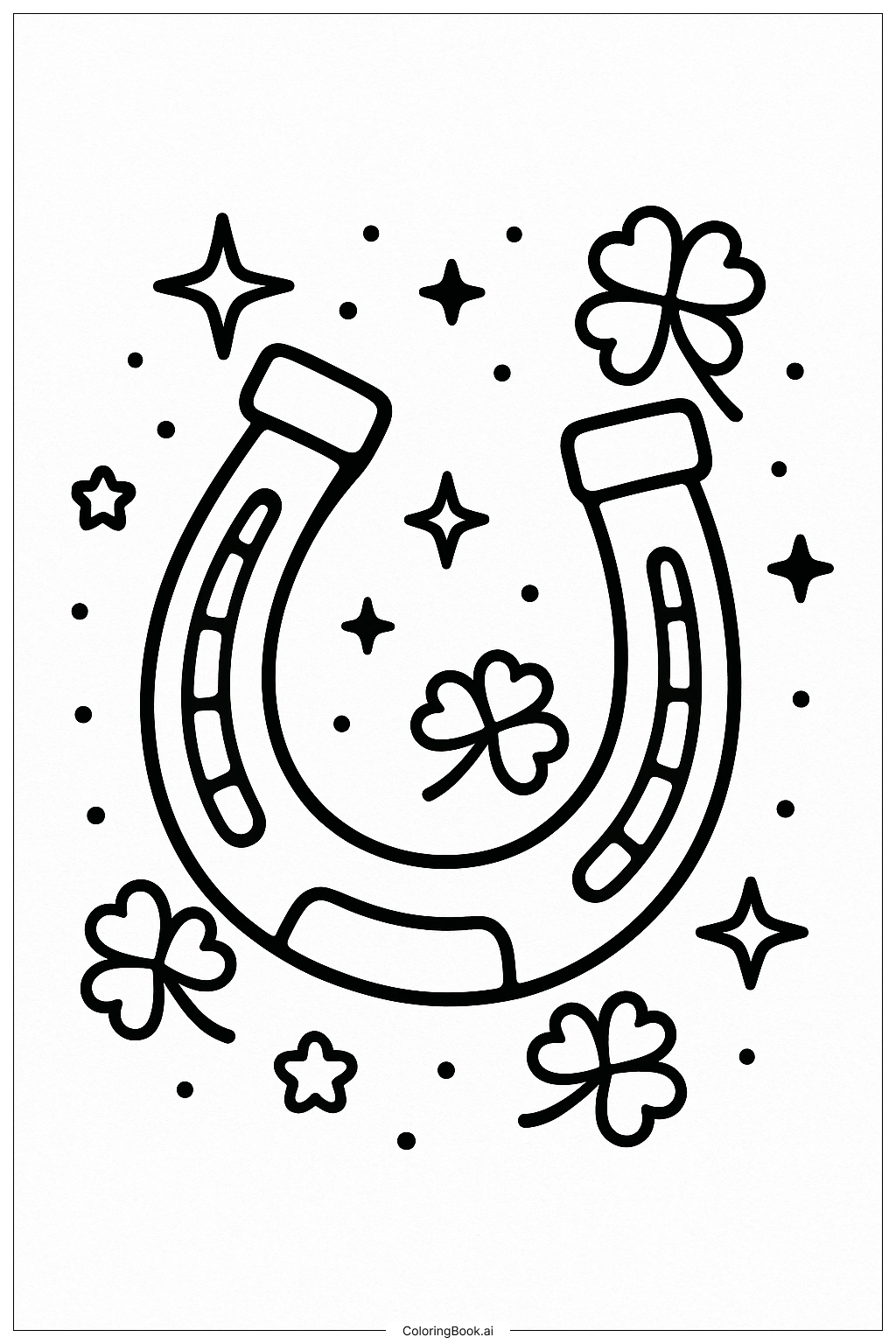  幸运马蹄铁纹身填色页 