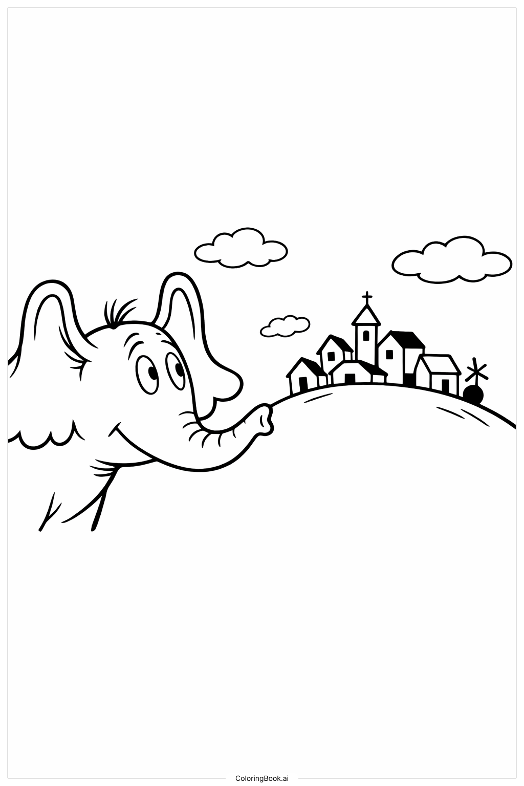  Página para colorear de Horton escucha a Quién Horton y el pequeño pueblo 