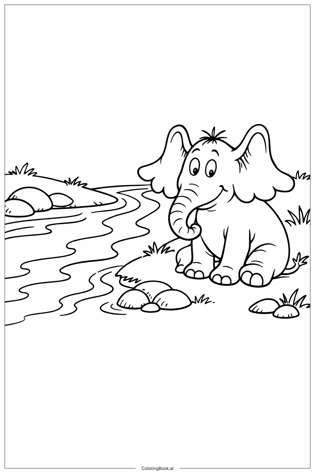  호튼이 강가에서 후를 듣다 색칠공부 페이지 