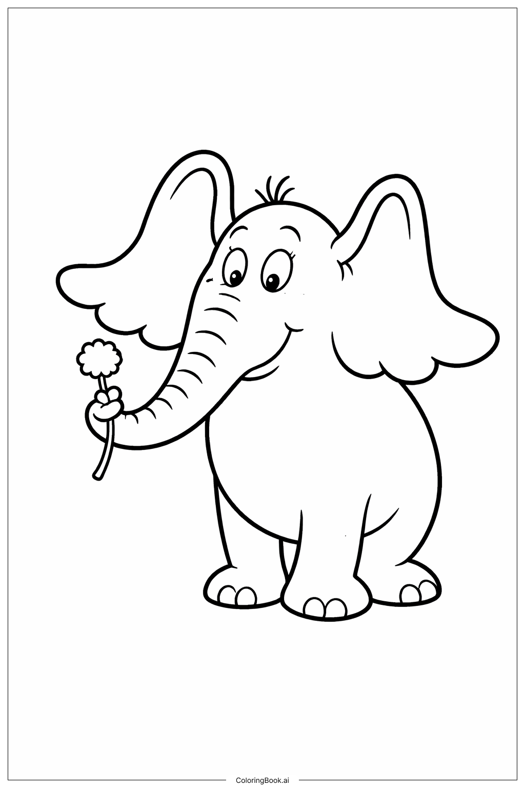  Page de coloriage Horton entend un Qui Horton tenant un trèfle 