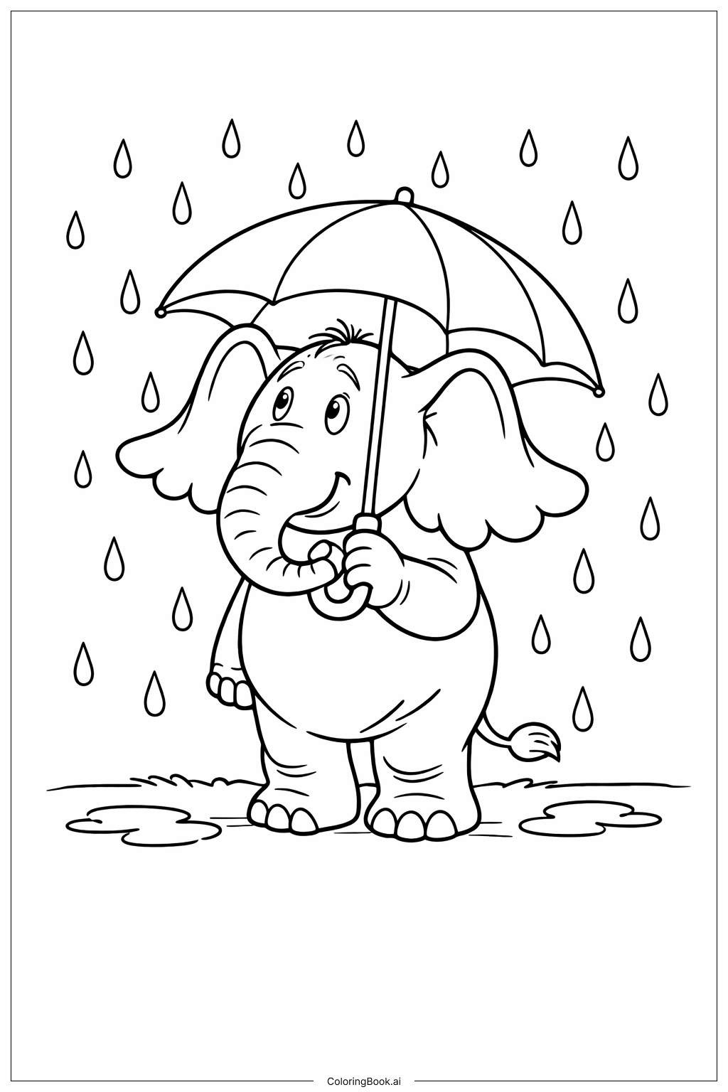  Page de coloriage Horton entend un Qui Horton sous la pluie 