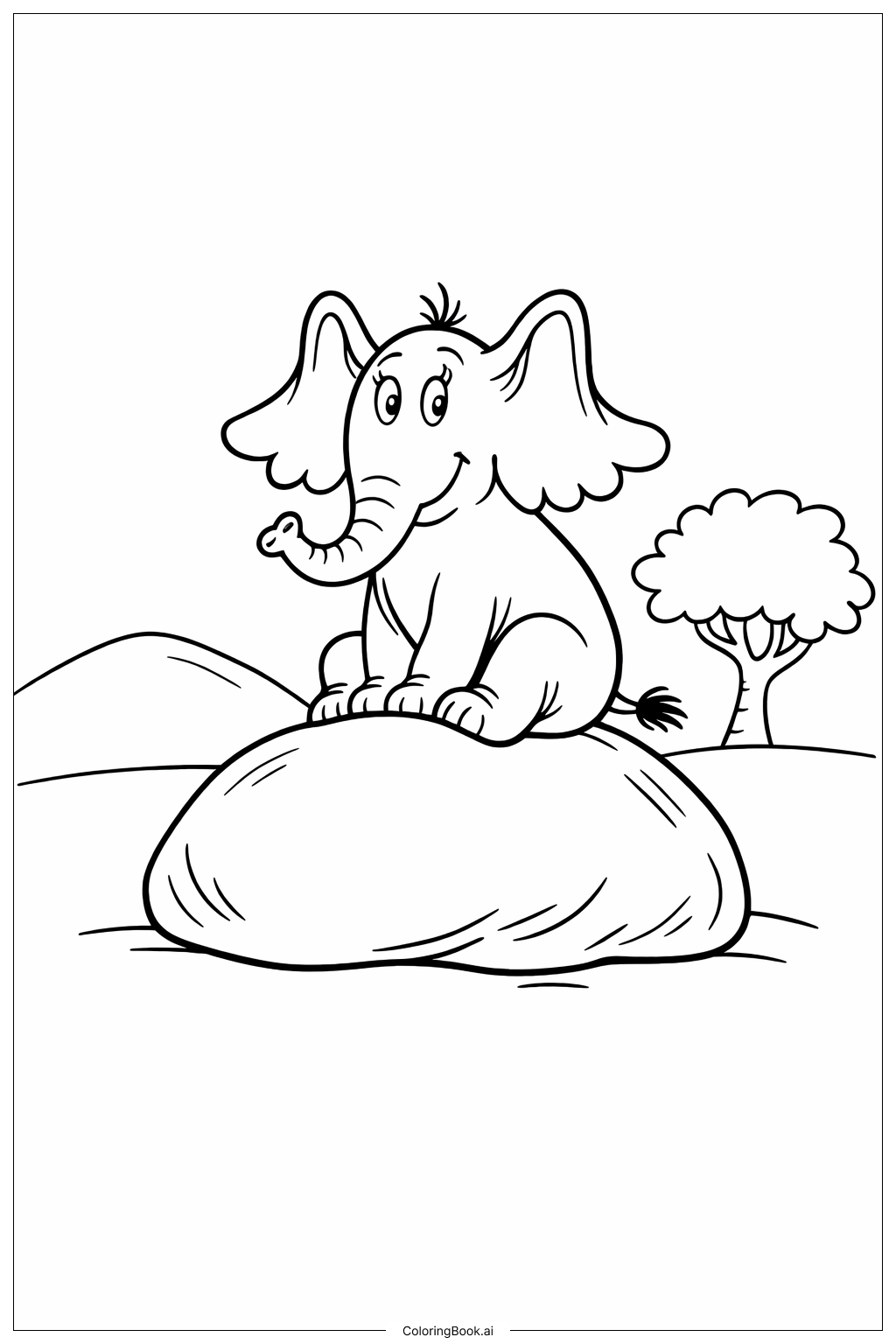  Page de coloriage Horton entend un Qui Horton sur un rocher 