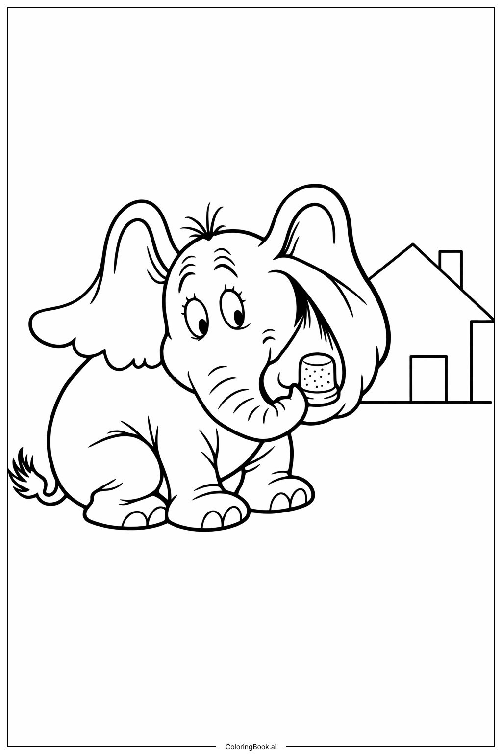  호튼이 작은 사람들을 듣다 호튼이 골무를 보호하다 색칠공부 페이지 