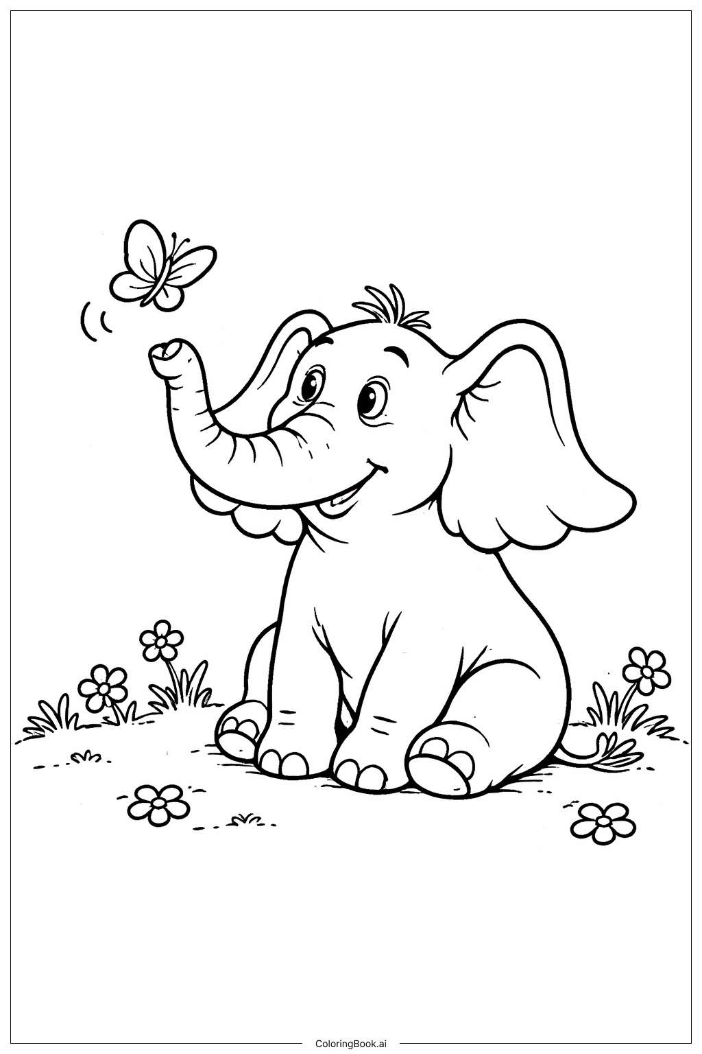  Página para colorear de Horton oye a Quién Horton con mariposa 