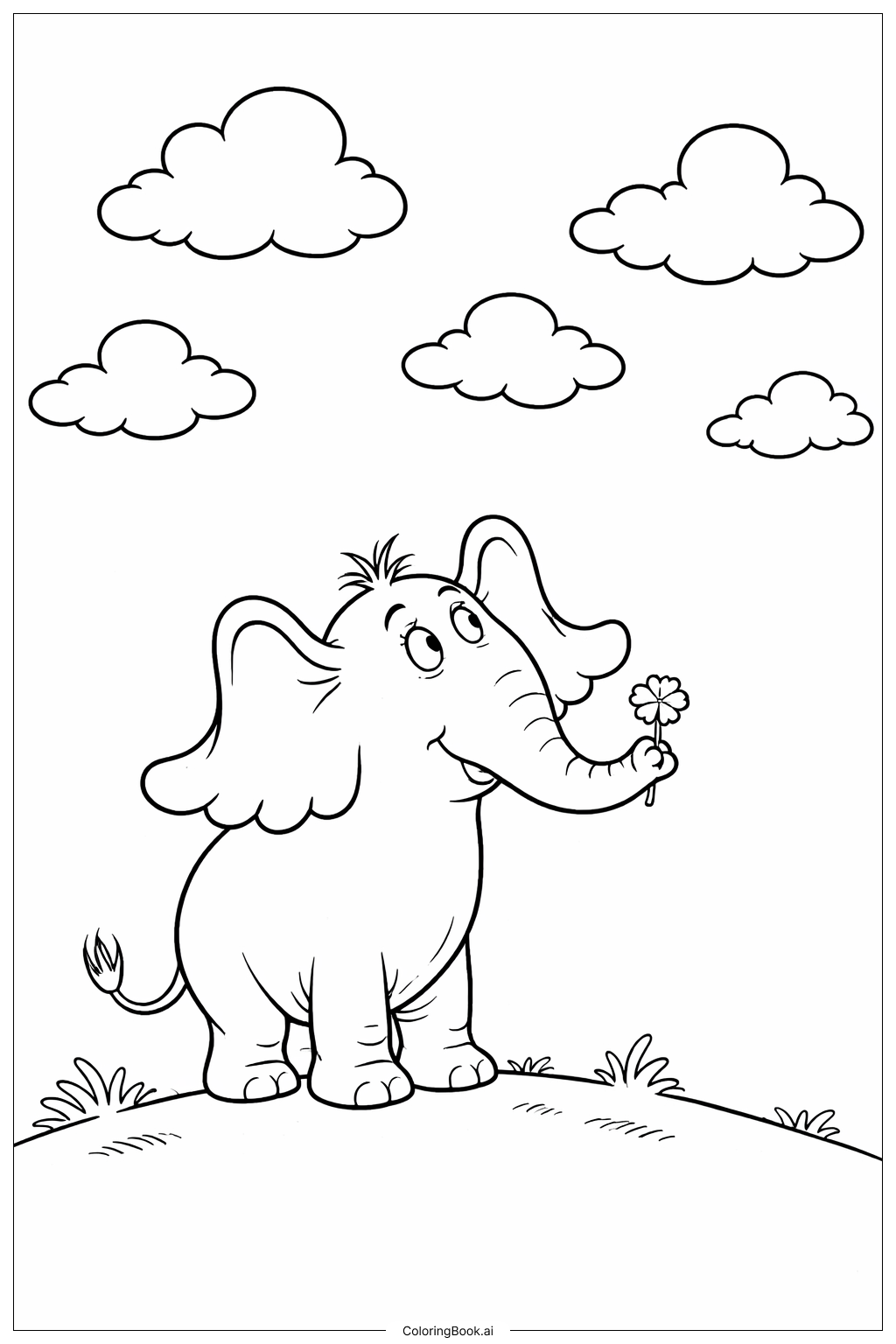  호튼이 누군가를 듣다 호튼과 구름 색칠공부 페이지 