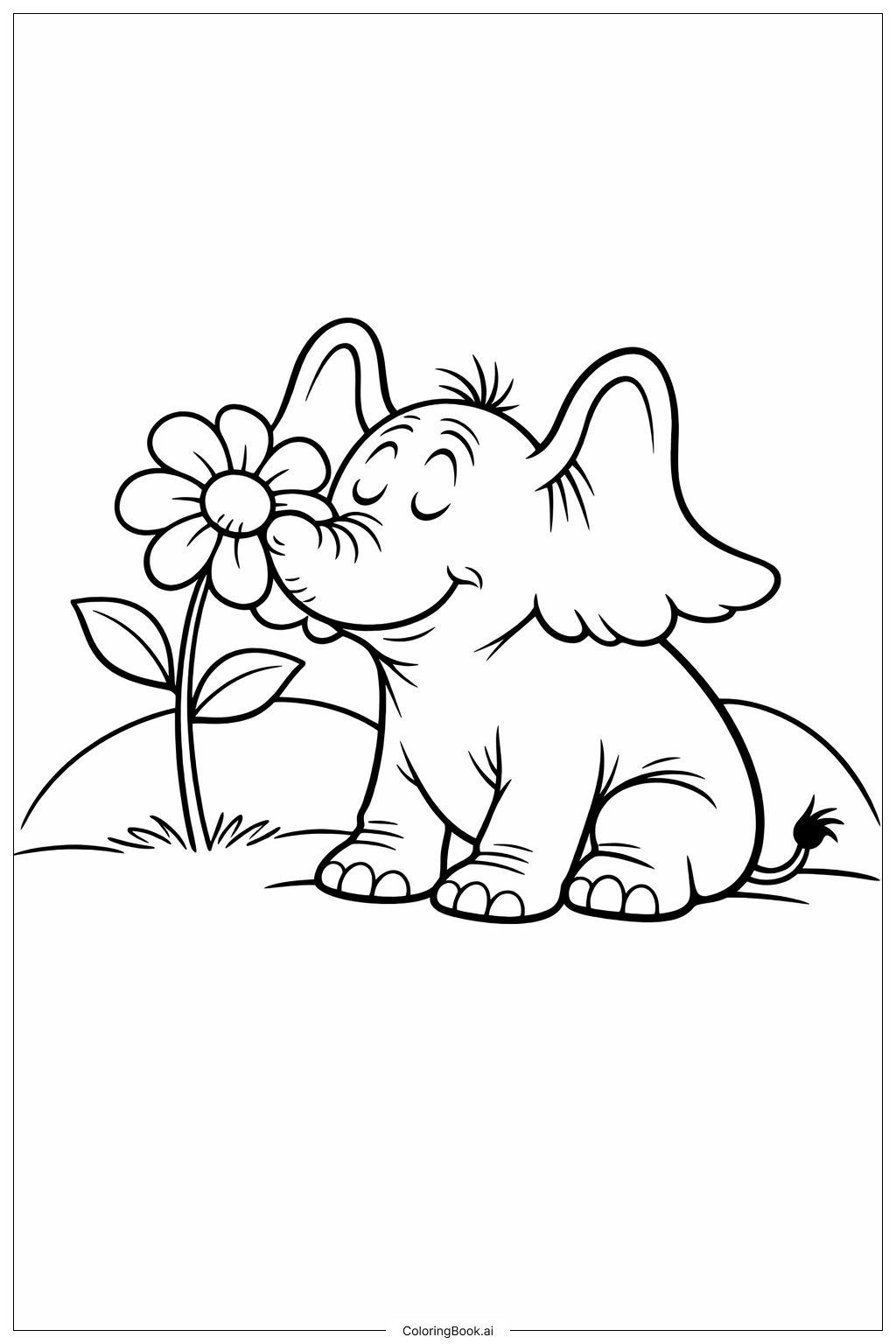  Page de coloriage Horton entend Qui Horton avec fleur 