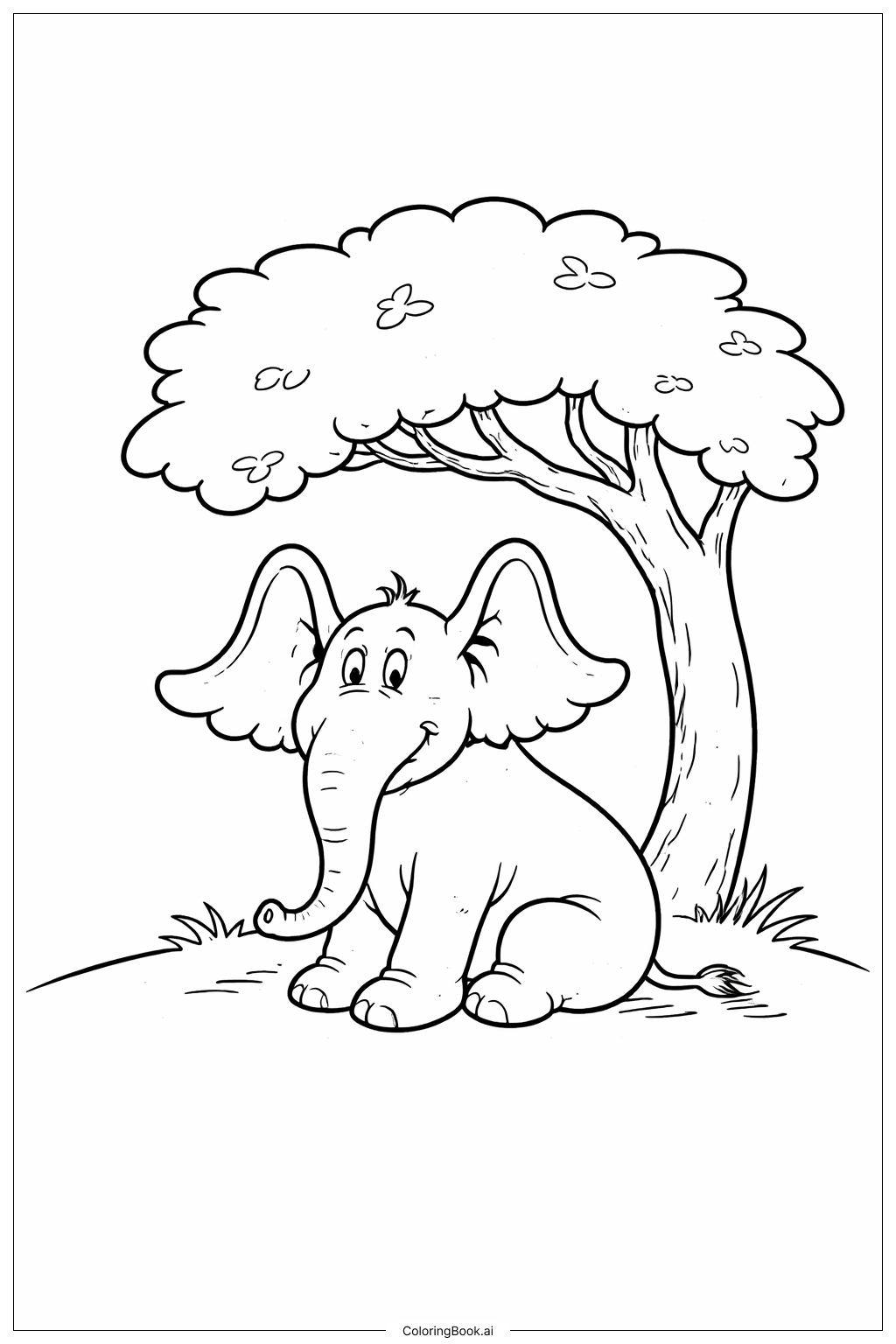  Page de coloriage Horton entend un Qui sous un arbre 