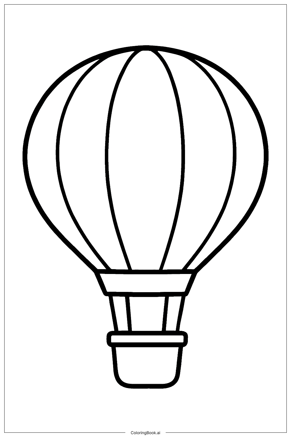  Einzelner großer Heißluftballon Ausmalseite 