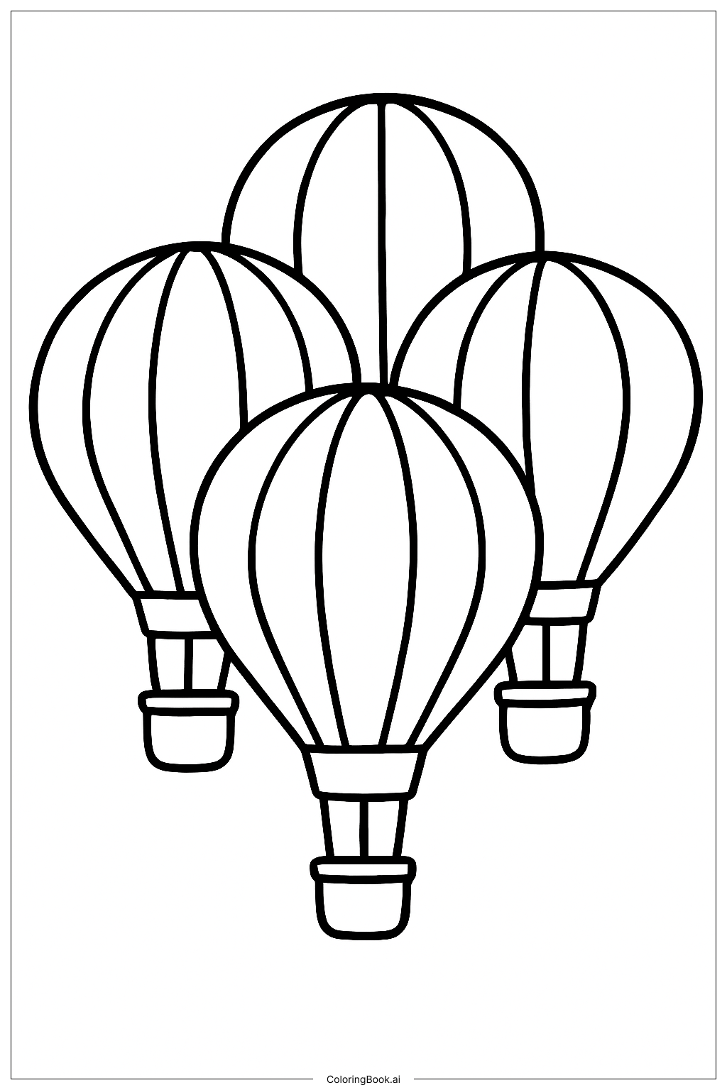  Heißluftballons Mini-Ballon-Cluster Ausmalseite 