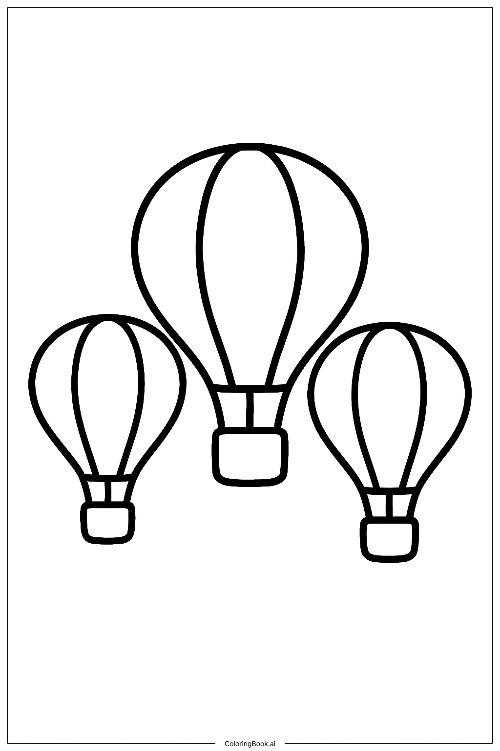  Einfaches Heißluftballon-Trio Ausmalseite 