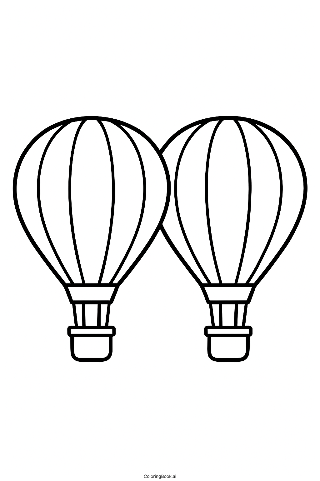  Heißluftballons Zwei nebeneinander Ausmalseite 