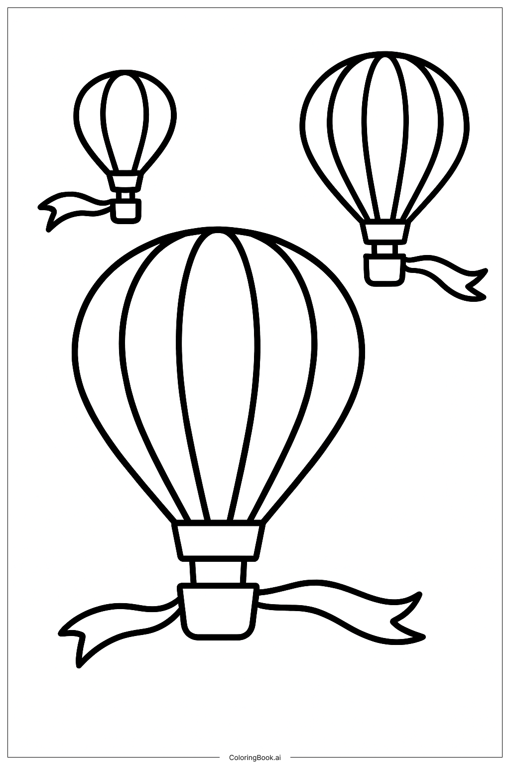  Heißluftballons mit Band Ausmalseite 