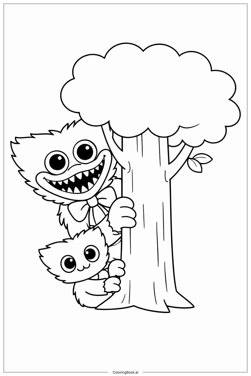  Huggy Wuggy Playing Hide Seek Coloring Page 