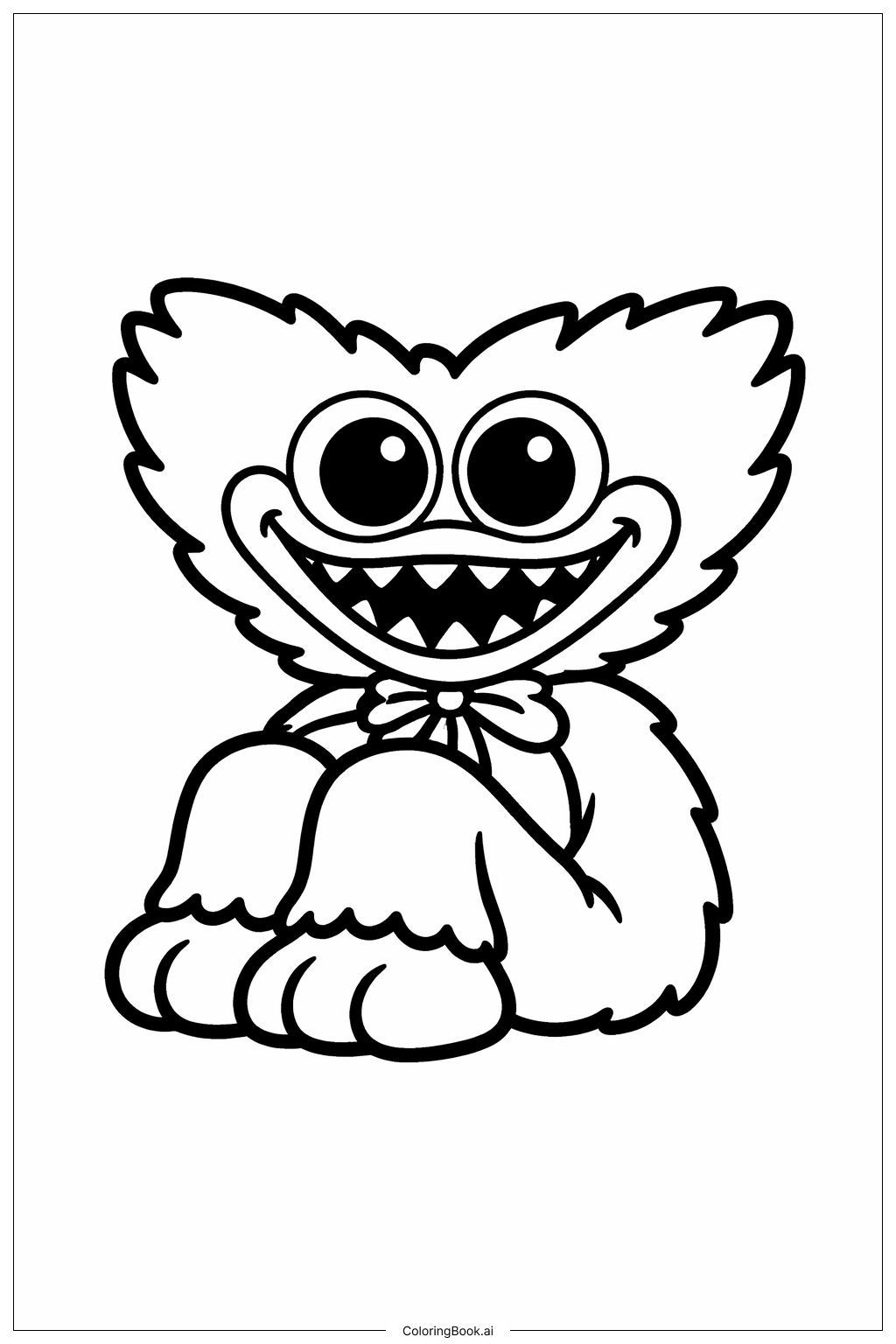  ハギー・ワギーの座り姿の塗り絵ページ 