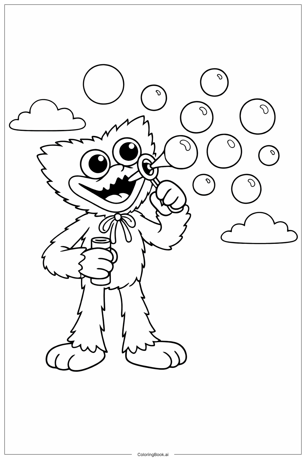  Huggy Wuggy With Bubbles Coloring Page 