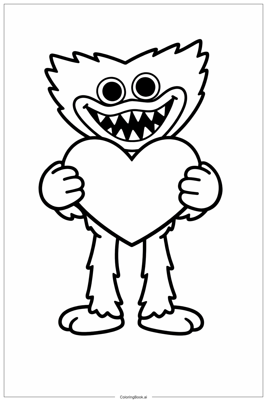  ハギー・ワギーとハートの塗り絵ページ 