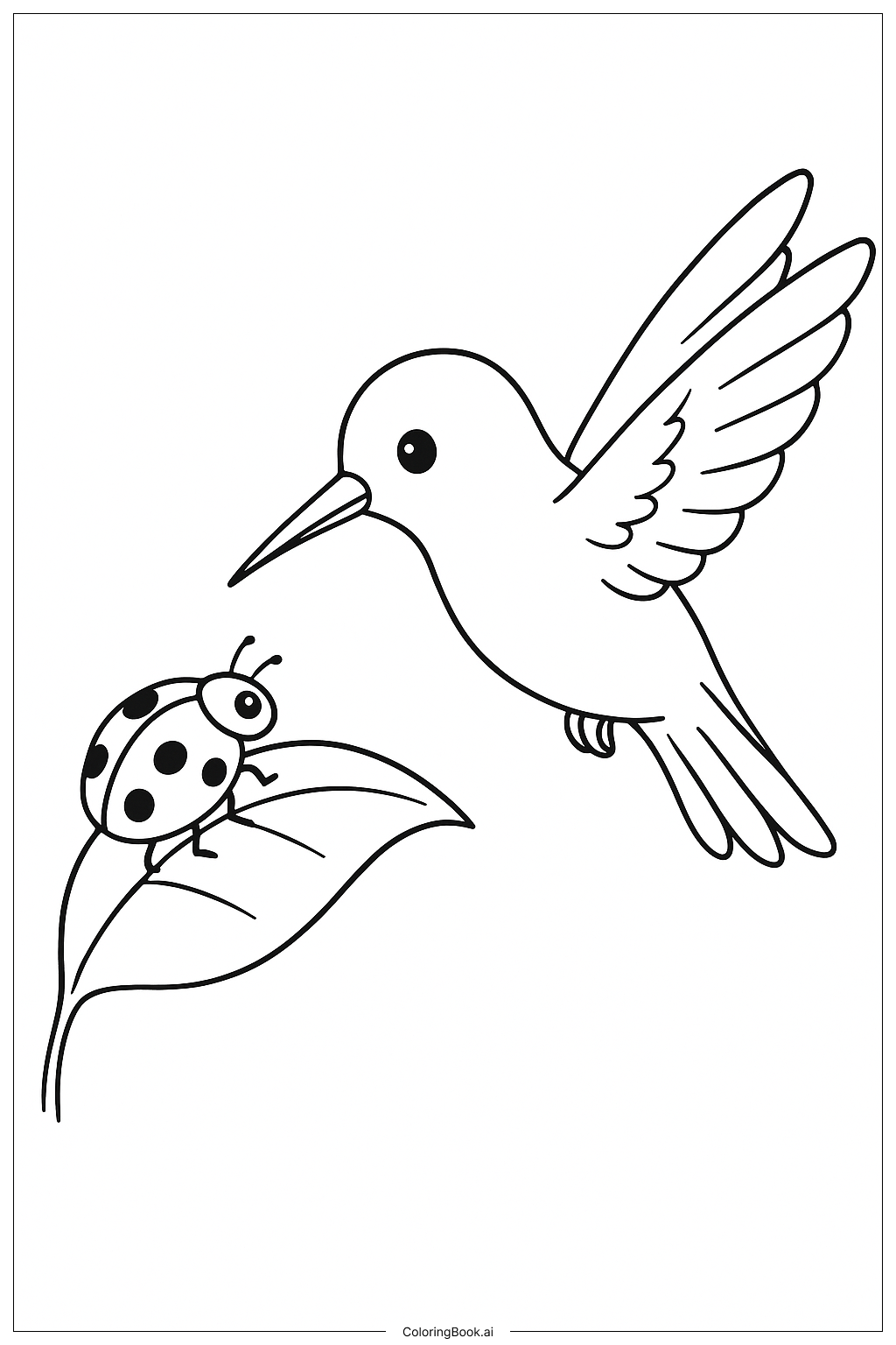 蜂鳥與小瓢蟲著色頁