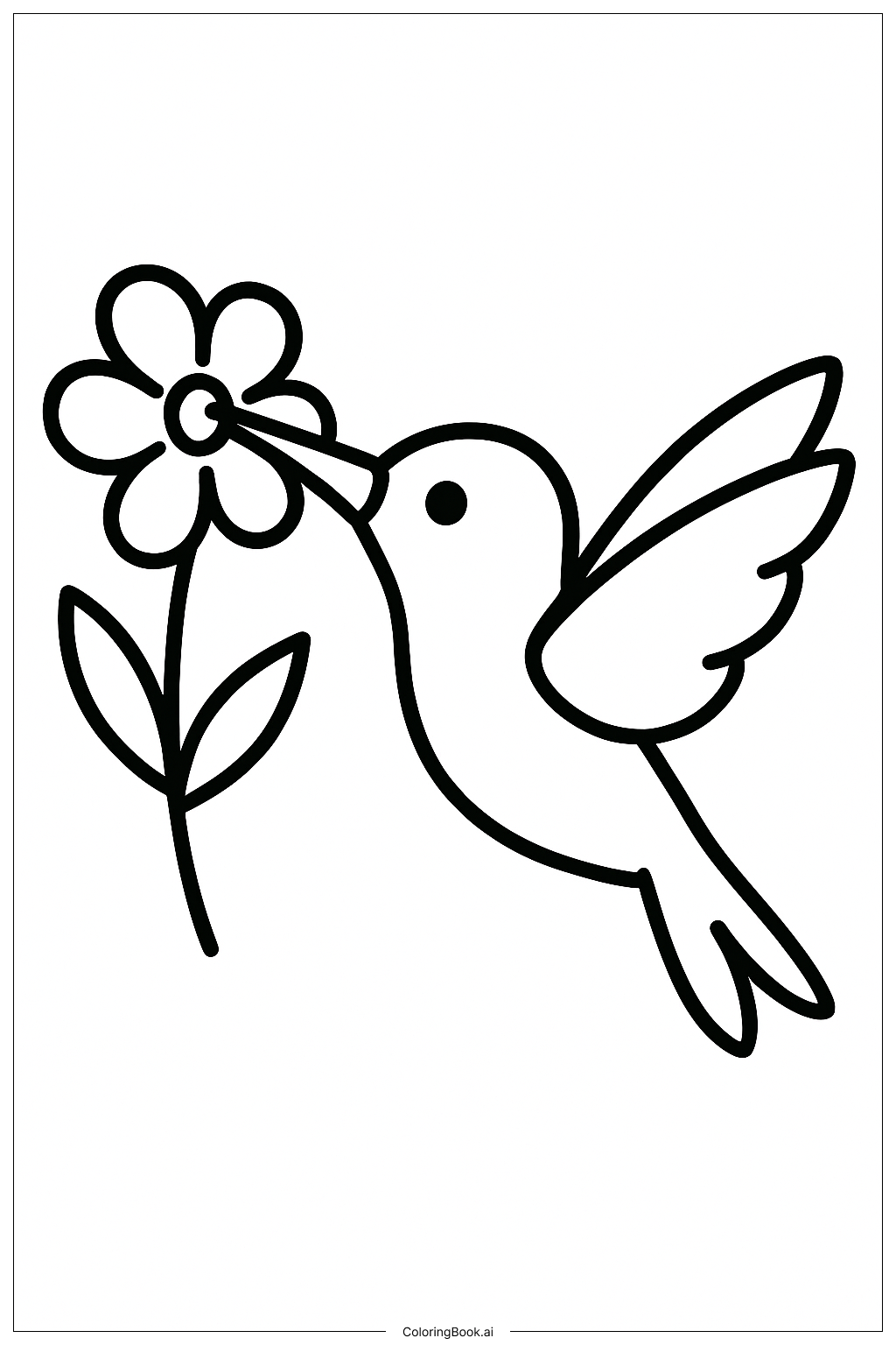  Página para colorir de Beija-flor Bebendo Néctar 