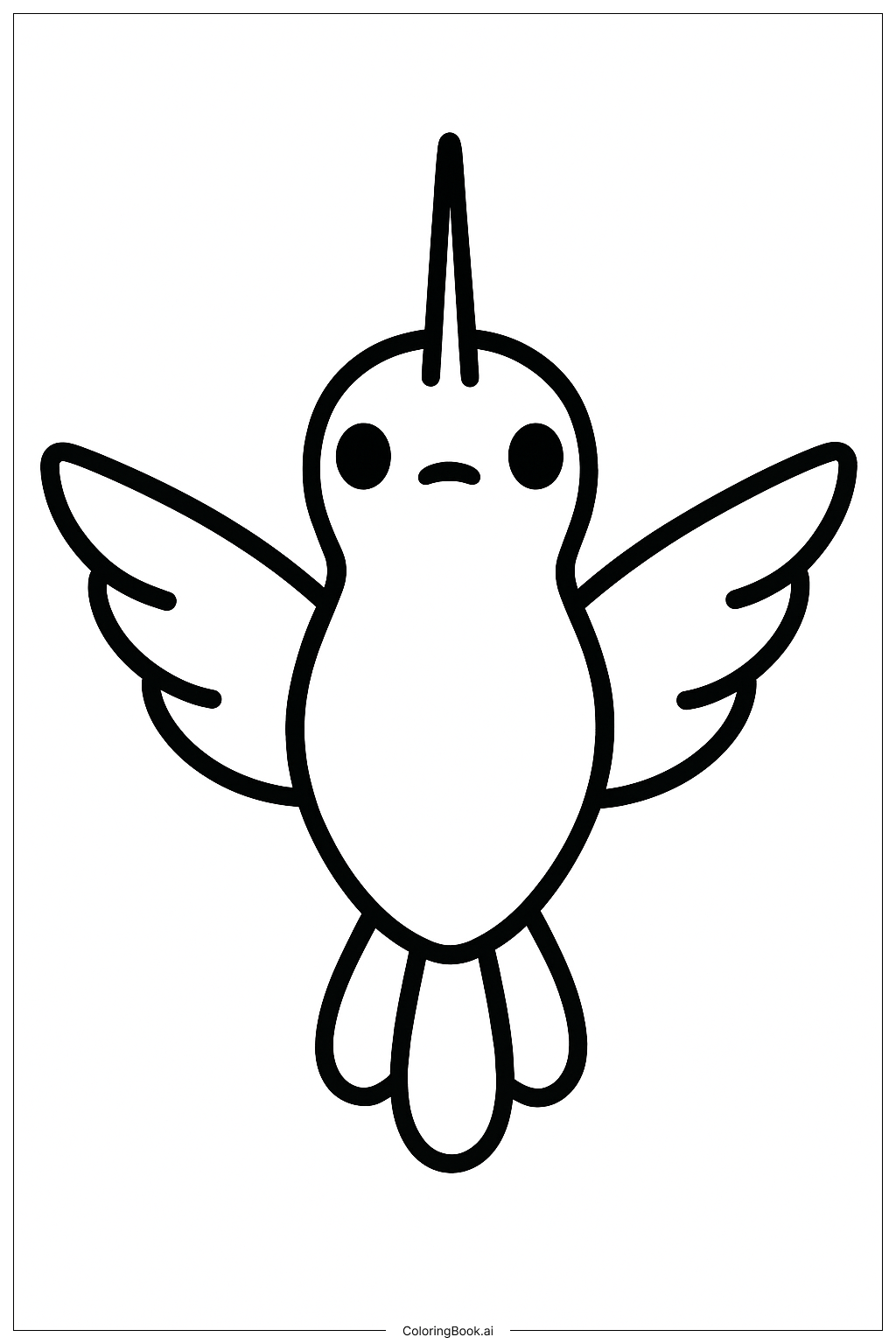  Página para colorir de Beija-flor de Frente 