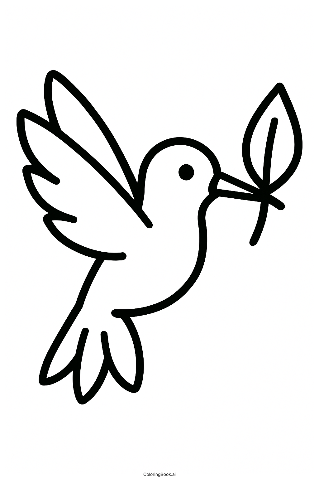  蜂鸟叼着一片叶子填色页 