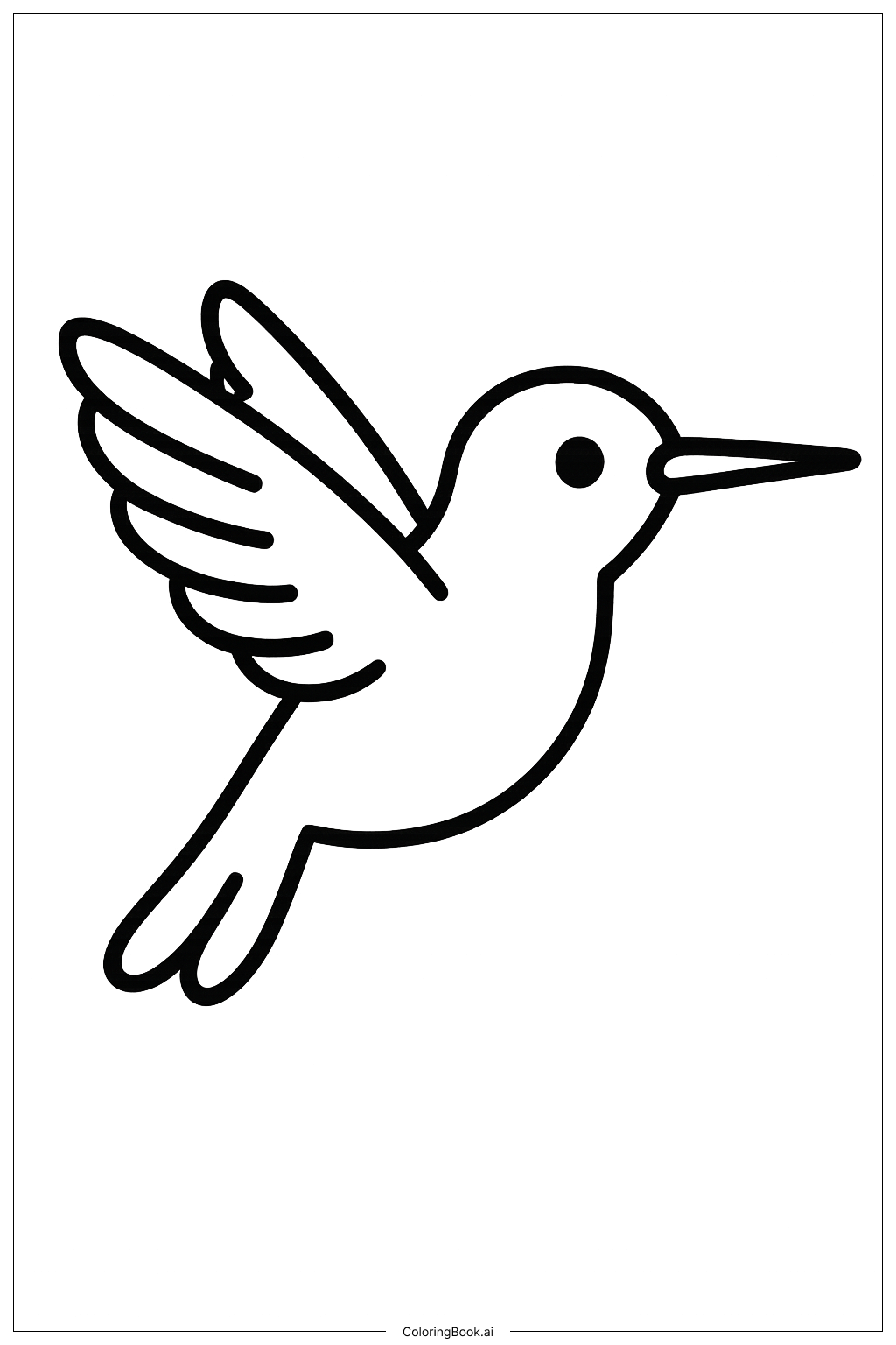  Página para colorir de Beija-flor pairando vista lateral 