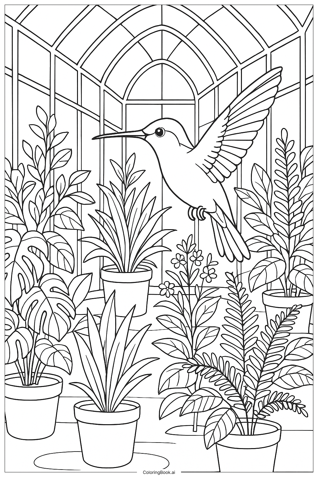  Página para colorear de Colibrí 