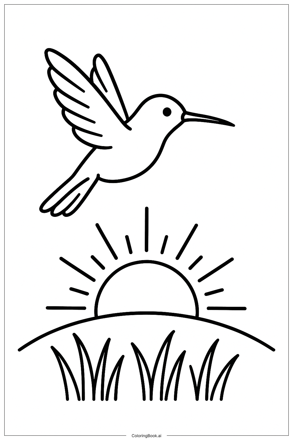  Page de coloriage Colibri au petit matin 