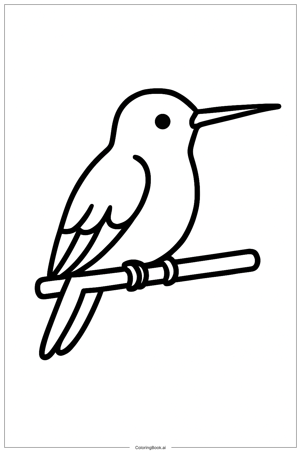  Página para colorir de Beija-flor Pousado no Galho 