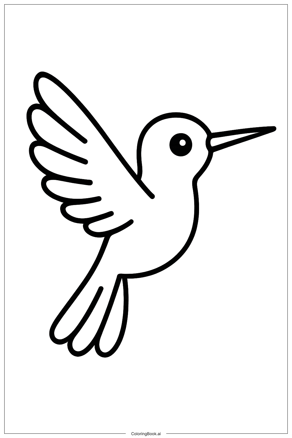  Página para colorir de Beija-flor com Asas Abertas 