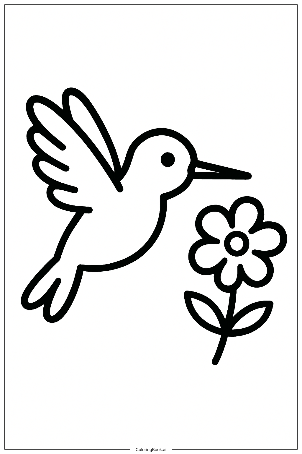 Beija-flor com Flor Simples