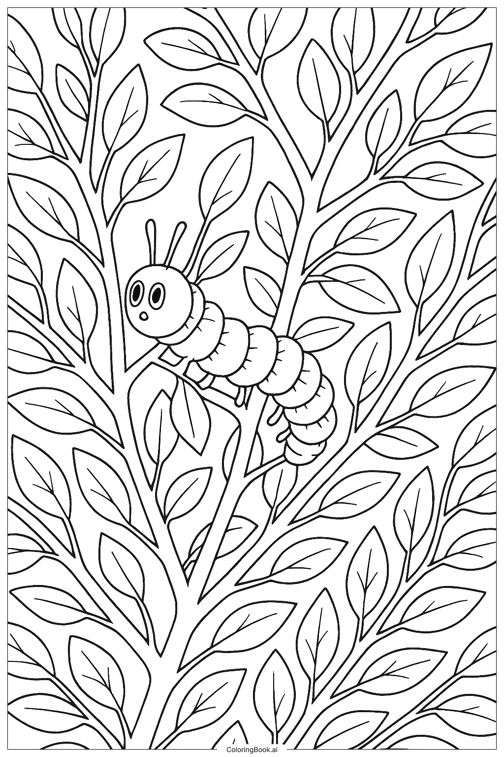  Hungry Caterpillar Climbing A Branch Maze Coloring Page 