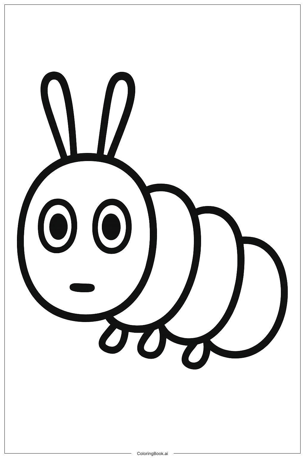  飢餓毛毛蟲特寫著色頁 