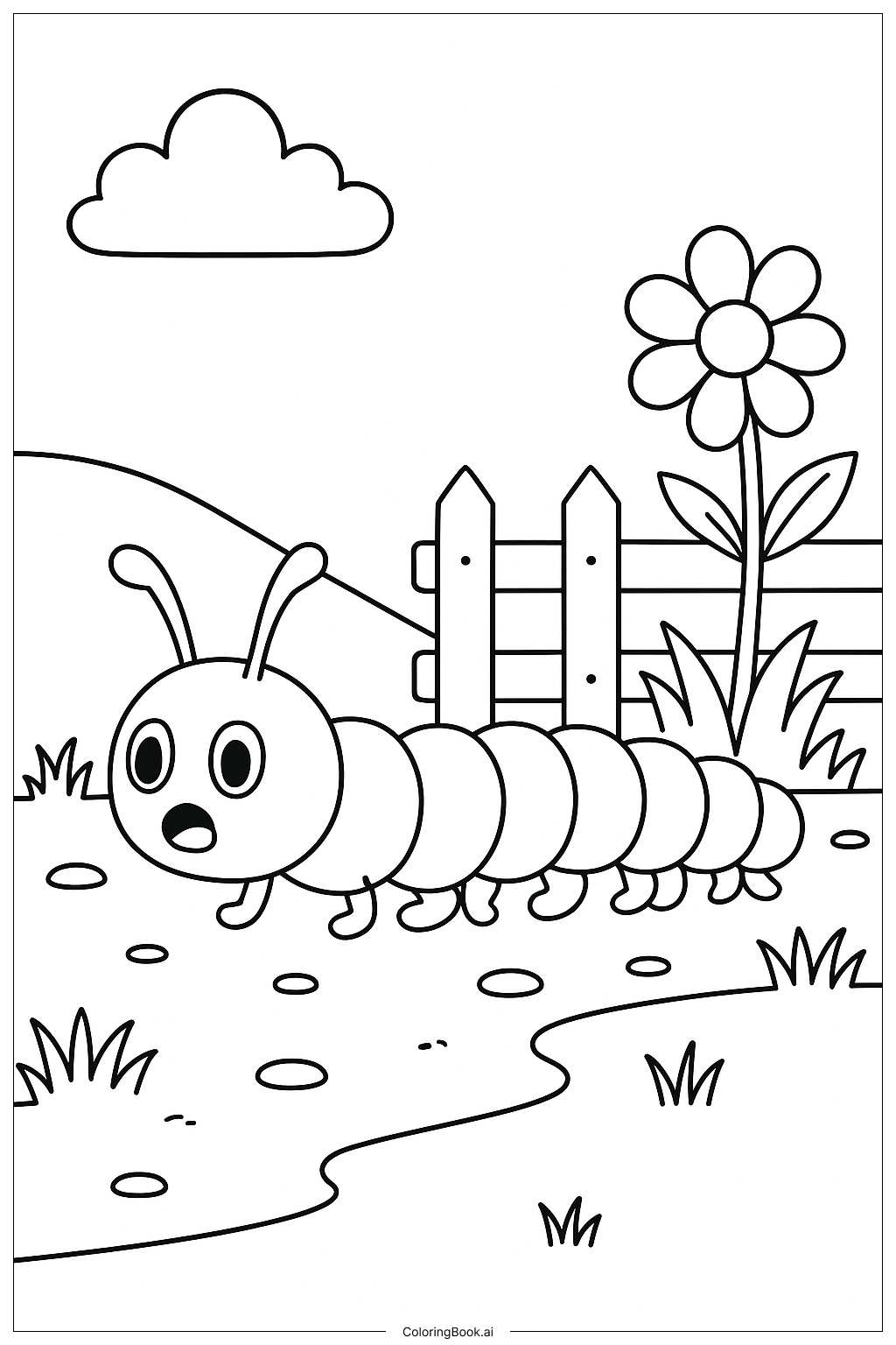 Hungry Caterpillar Crossing Small Path Coloring Page