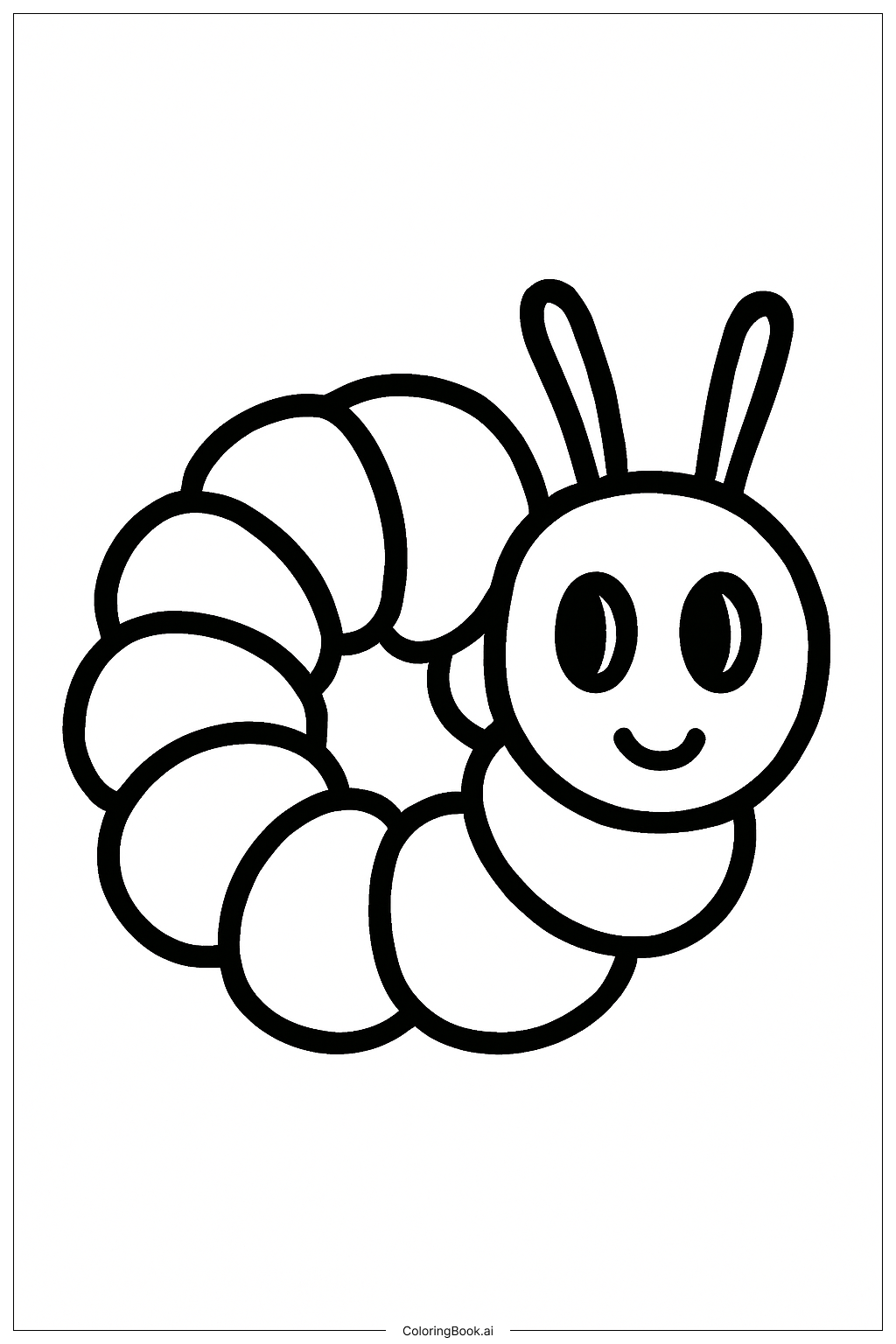  Page de coloriage Chenille affamée recroquevillée 