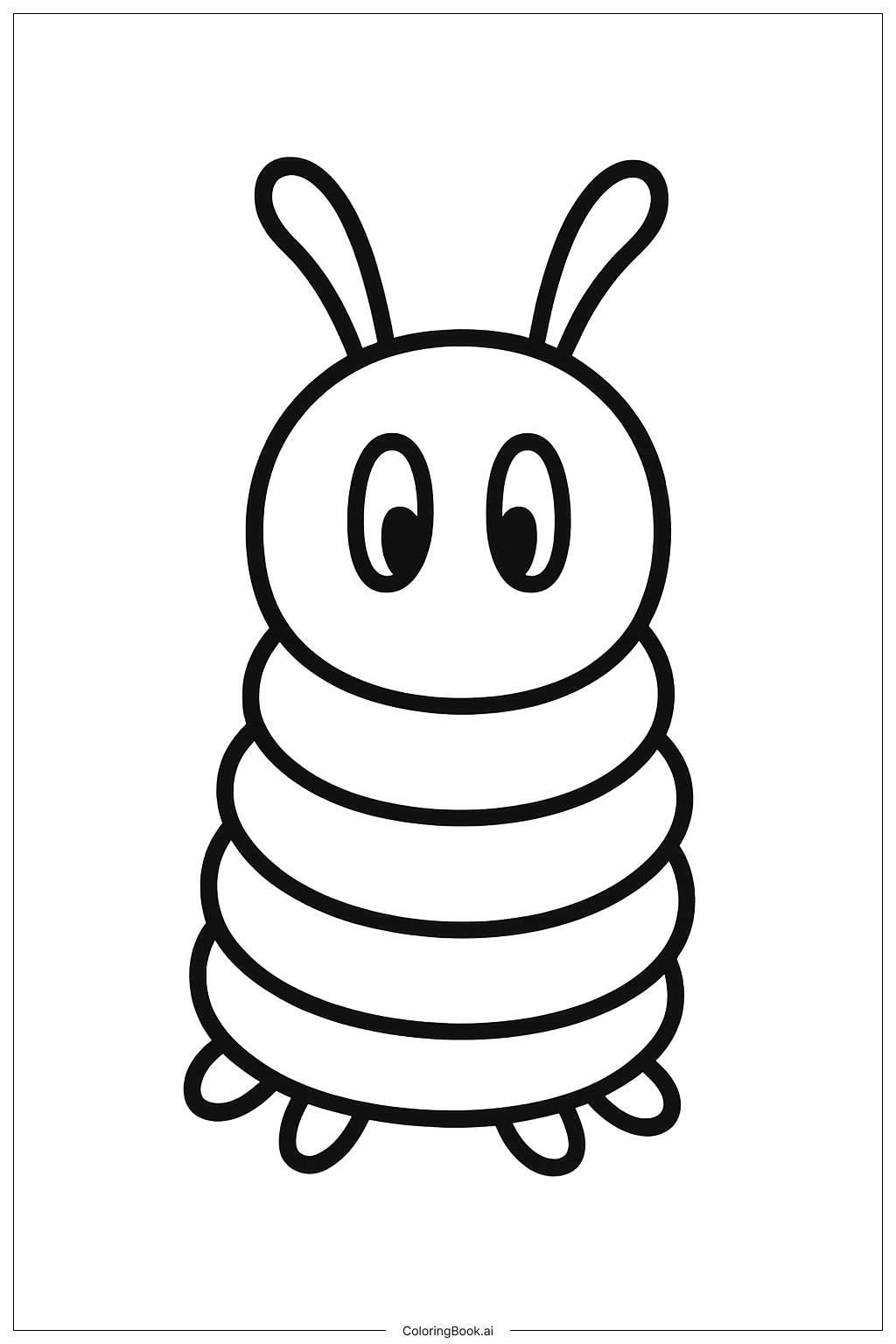  前面朝向的餓毛毛蟲著色頁 