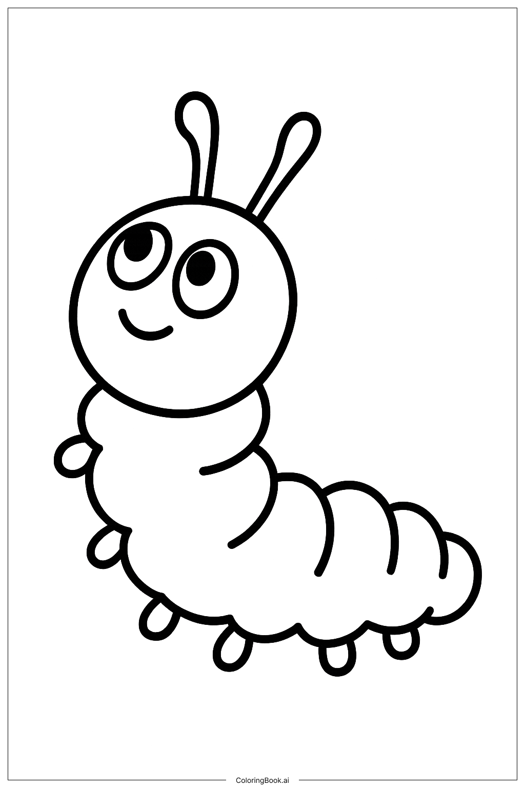  Page de coloriage Chenille affamée regardant en l'air 