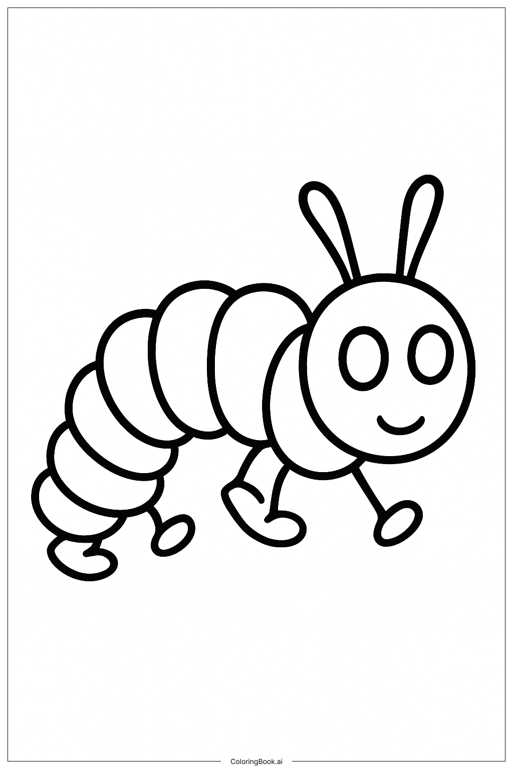  饥饿的毛毛虫行进填色页 