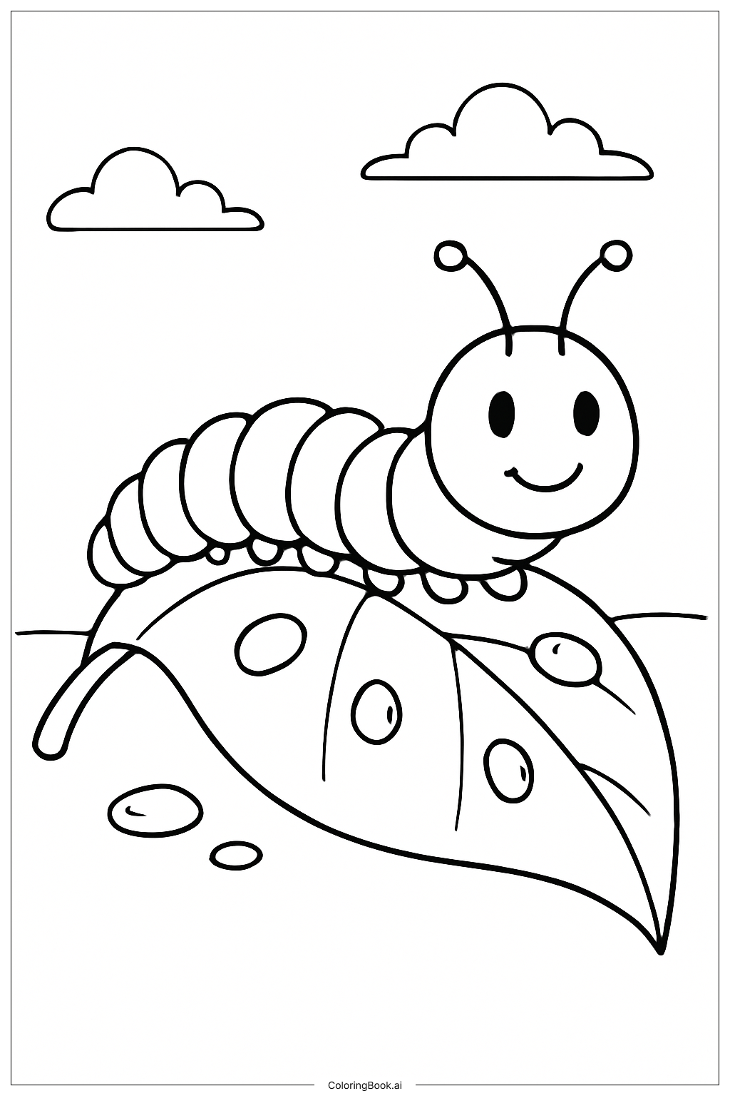  Hungry Caterpillar On Dewy Leaf Coloring Page 
