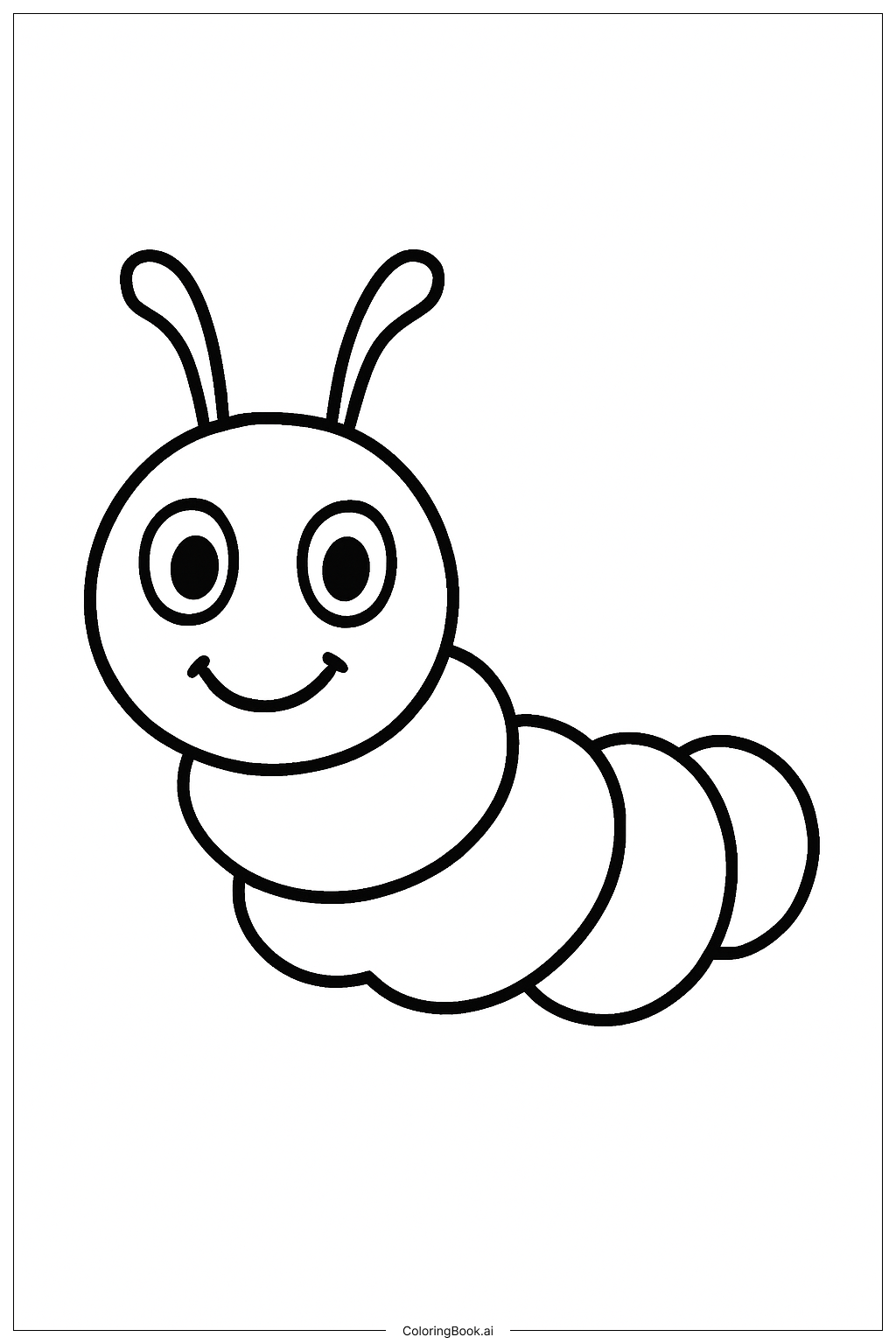  Page de coloriage Chenille Affamée Souriante 