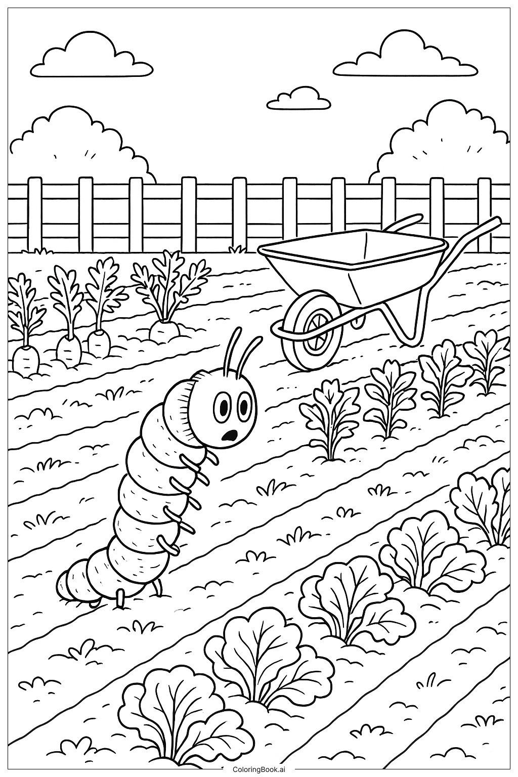  배고픈 애벌레가 채소밭을 방문하다 색칠공부 페이지 