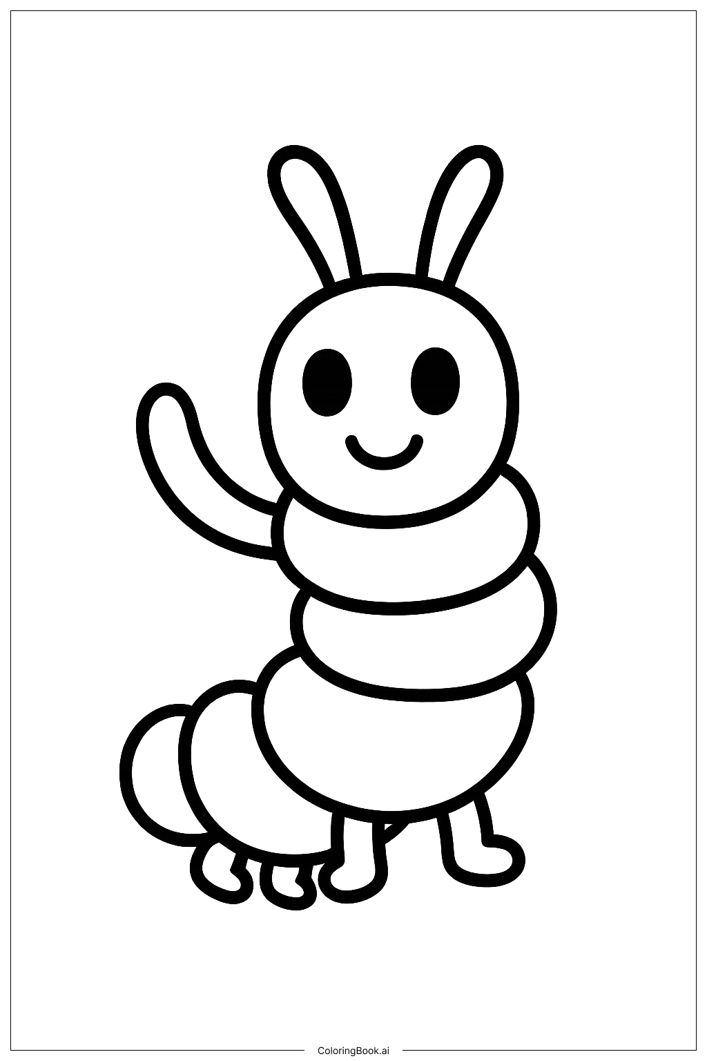  Page de coloriage Chenille Affamée qui Fait Salut 