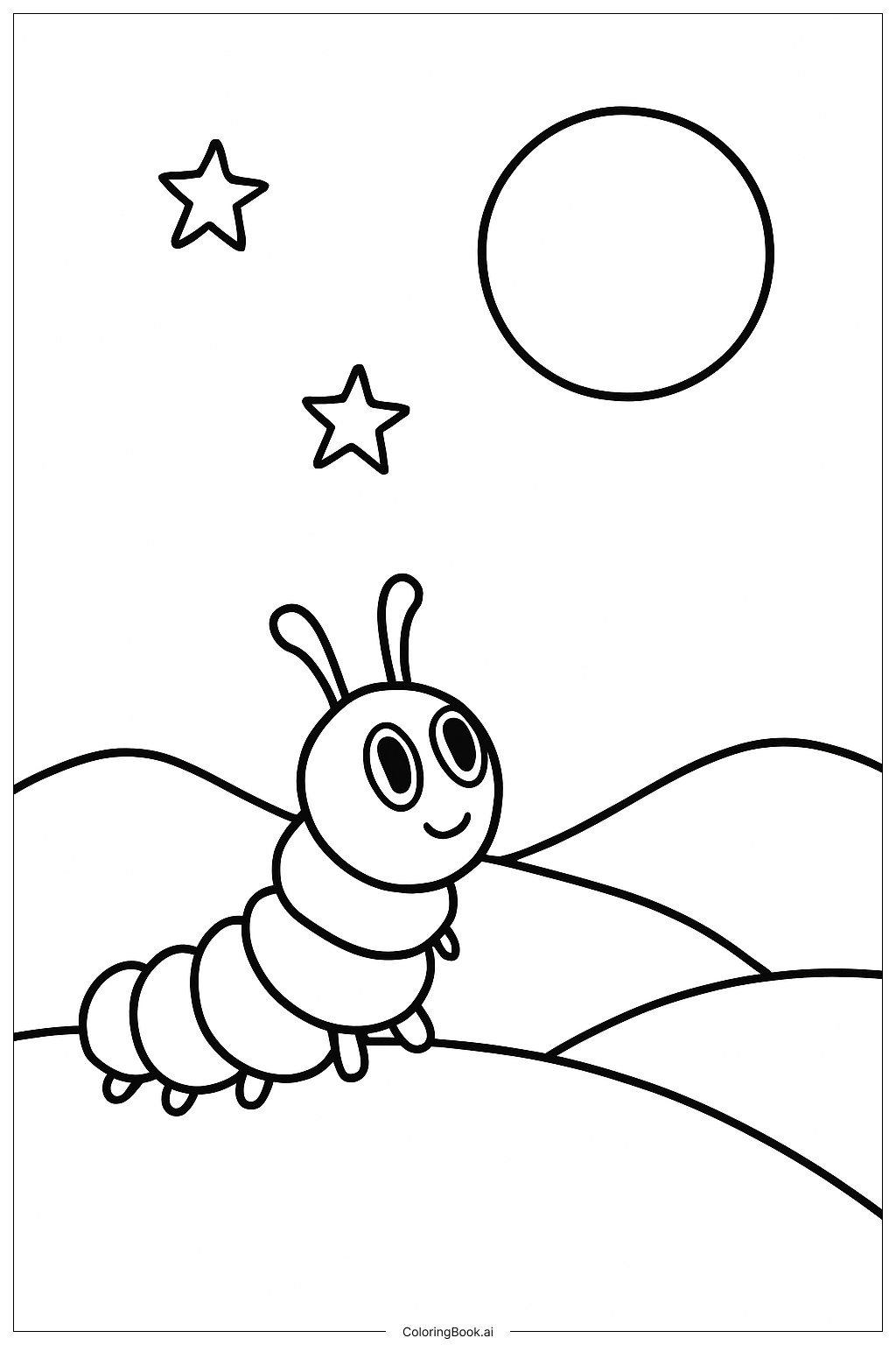  배고픈 애벌레와 단순한 달 색칠공부 페이지 