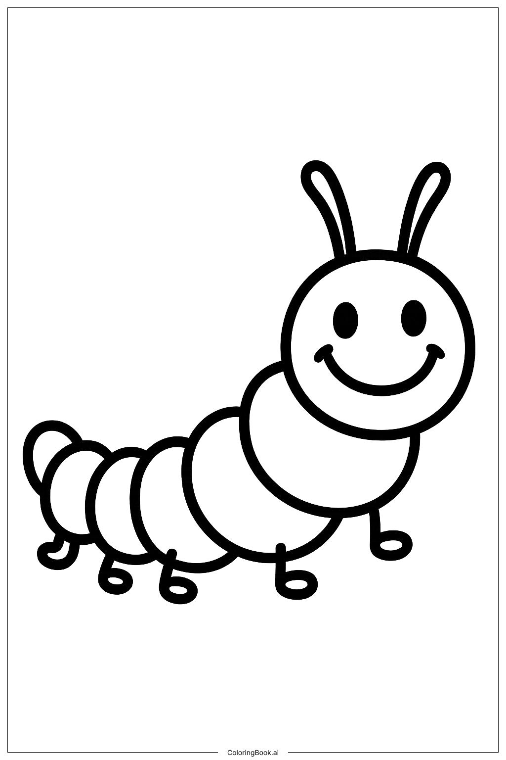  Hungry Caterpillar With Smile Coloring Page 