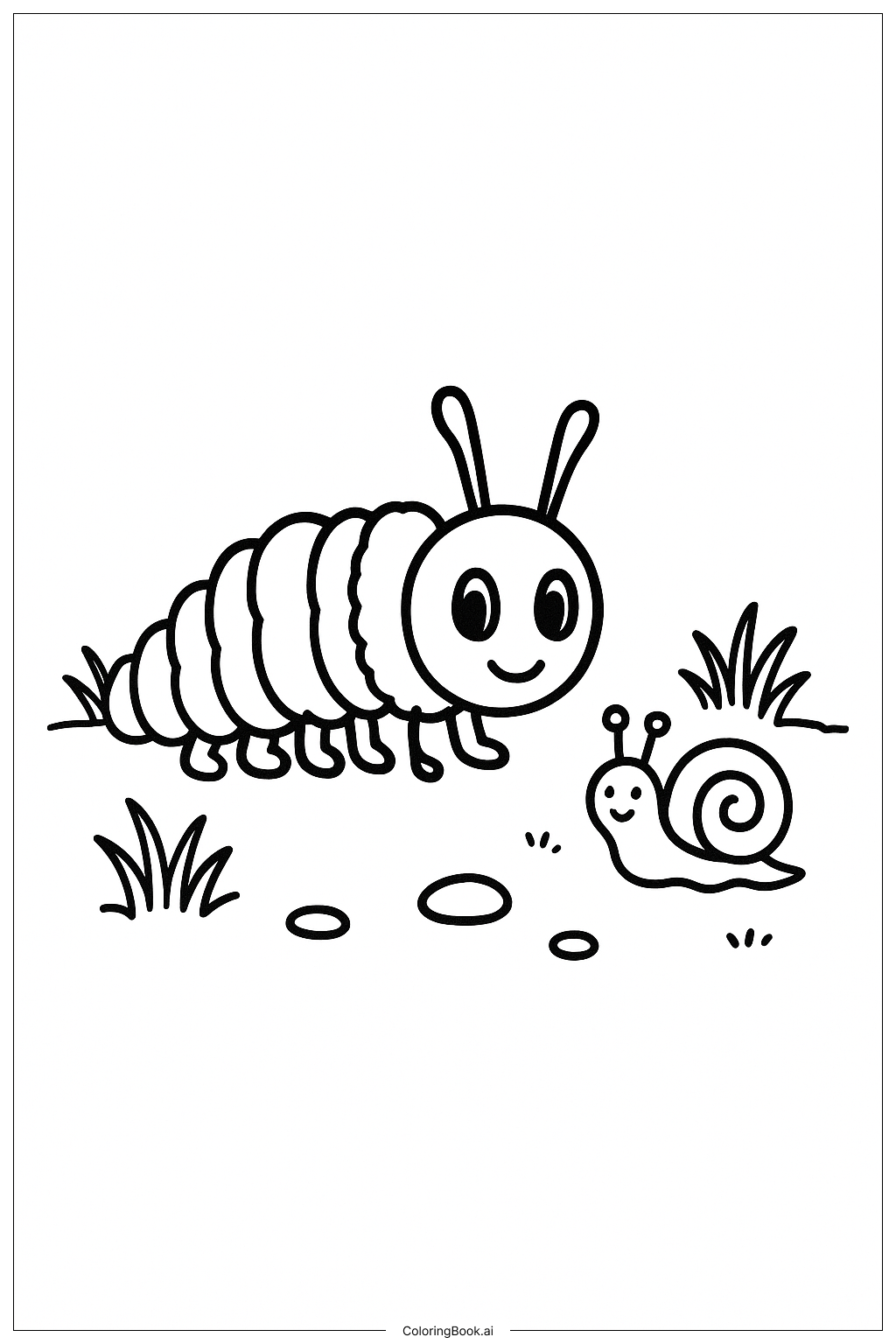  작은 달팽이와 배고픈 애벌레 색칠공부 페이지 
