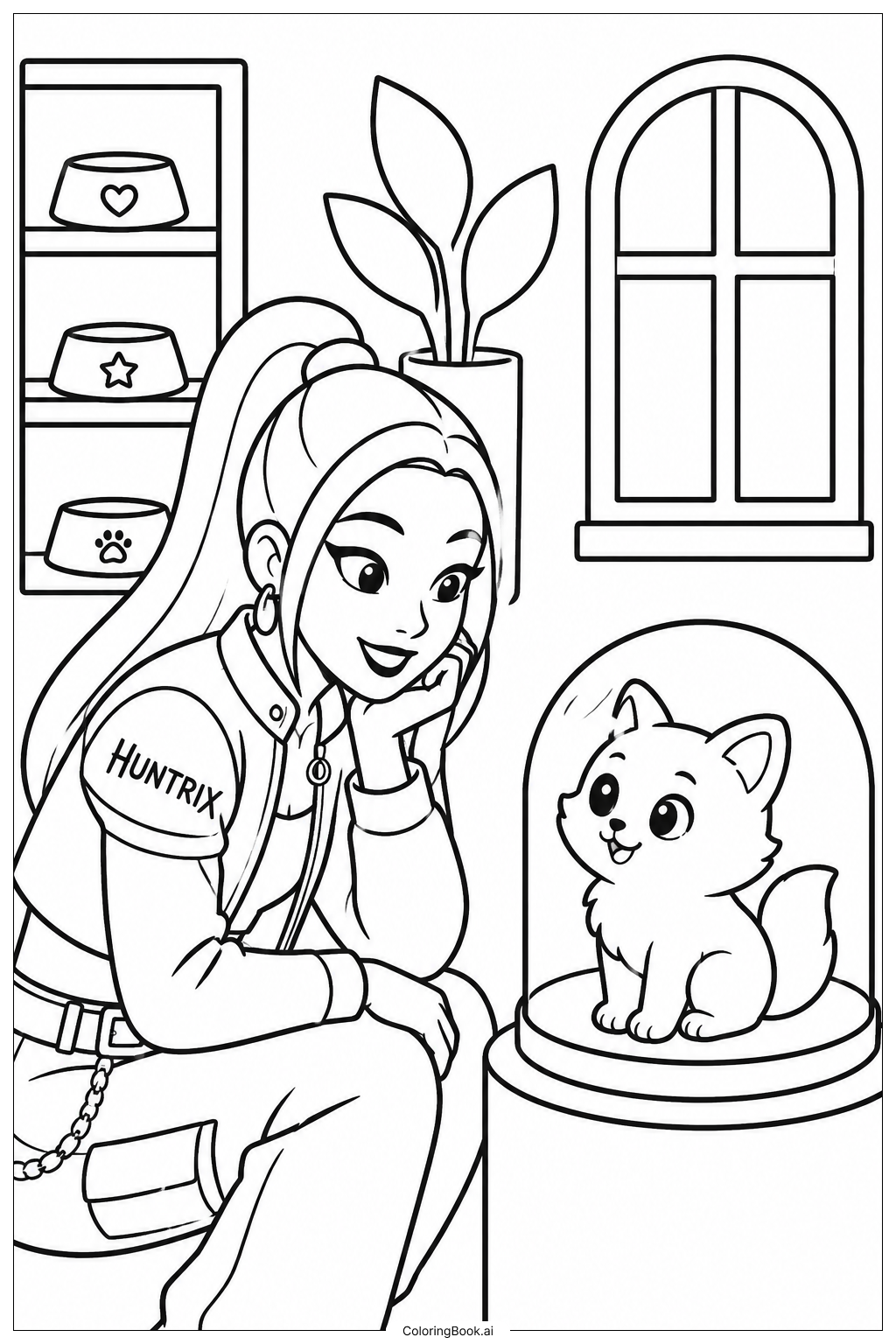 Huntrix At Pet Storeの塗り絵ページ