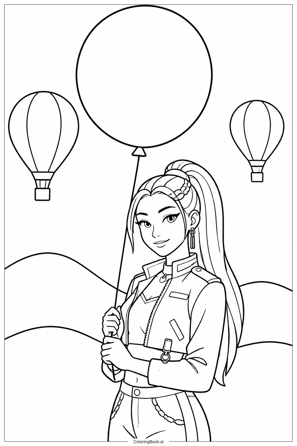  Página para colorear de Huntrix Balloon Festival 